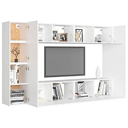 Avis Maison Chic Ensemble de meubles TV 8 pcs | Banc TV Moderne pour salon | Meuble de Rangement - Blanc Aggloméré -MN49926