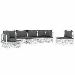 Avis Maison Chic Salon de jardin 6 pcs avec coussins - Table et chaises d'extérieur - Mobilier/Meubles de jardin Moderne blanc acier -MN92763