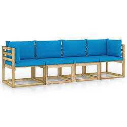 Maison Chic Canapé de jardin 4 places avec coussins | Canapé d'extérieur | Fauteuil,Banquette Jardin bleu clair -MN76344