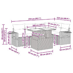 Acheter vidaXL Salon de jardin avec coussins 6 pcs beige résine tressée