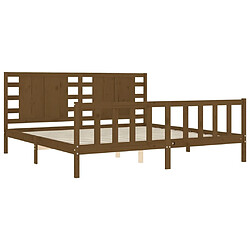 Maison Chic Lit adulte - Cadre Structure de lit avec tête de lit Contemporain marron miel 200x200cm bois massif -MN38776 pas cher