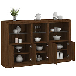 Maison Chic Commode Buffet - Meuble de rangement avec lumières LED chêne marron 162x37x100 cm -GKD64174