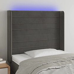 Maison Chic Tête de lit scandinave à LED,meuble de chambre Gris foncé 83x16x118/128 cm Velours -MN74178