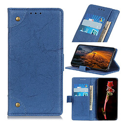 Wewoo Housse Coque Pour Galaxy S11E Boucle en cuivre Rétro Crazy Horse Texture cuir à rabat horizontal avec support et fentes cartes et portefeuille bleu