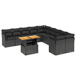 Maison Chic Salon de jardin 11 pcs avec coussins, Ensemble Tables et chaises d'extérieur noir résine tressée -GKD146552