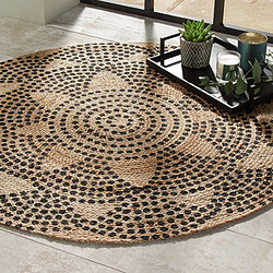 Atmosphera, Createur D'Interieur Tapis en Jute Rond D 120 cm Imprimé Living Pois - Atmosphera