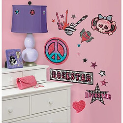 Thedecofactory GIRLS ROCK N ROLL - Stickers repositionnables style Rock'n'Roll Girly