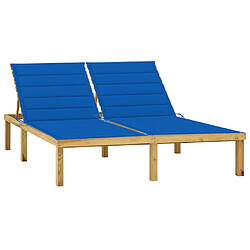 vidaXL Chaise longue double et coussins bleu royal Pin imprégné