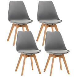 Decoshop26 Set de 4 chaises de salle à manger design scandinave en PVC gris et pieds en bois clair 10_0001844