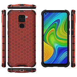 Coque en TPU peau en nid d'abeille antichoc rouge pour votre Xiaomi Redmi Note 9/Redmi 10X 4G