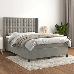 Maison Chic Lit Adulte - Lit simple Lit à sommier tapissier et matelas moelleux - Meuble de Chambre - Gris clair 140x200cm Velours -MN54337