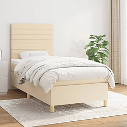 Maison Chic Structures de lit + matelas,Lit à sommier tapissier et matelas pour Chambre Crème 90x190 cm Tissu -MN81479