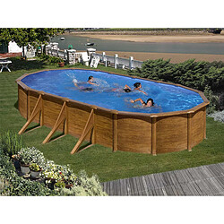 Piscine acier aspect bois Gré Pacific ovale 7,44 x 3,99 x 1,22 m - Gré