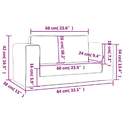 vidaXL Canapé-lit enfants 2 places gris clair peluche douce pas cher
