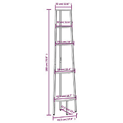 vidaXL Étagère d'angle 5 niveaux Noir 45,5x31,5x180 cm pas cher