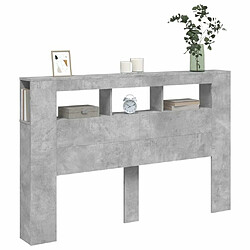 Acheter Maison Chic Tête de lit scandinave à LED,meuble de chambre gris béton 160x18,5x103,5cm bois d'ingénierie -MN46068