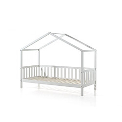 Mes Lit cabane 90x200 cm avec tiroir en pin blanc - ROODY