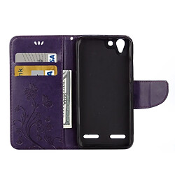 Acheter Wewoo Housse Étui Violet pour Lenovo Vibe K5 Papillons Amour Fleurs Gaufrage Horizontal Flip en cuir avec support & Slots de cartes Portefeuille & Longe foncé