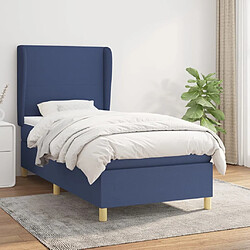 Maison Chic Structures de lit + matelas,Lit à sommier tapissier avec matelas Bleu 90x190 cm Tissu -MN52473