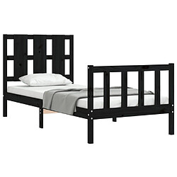 Acheter Maison Chic Cadre/structure de lit avec tête de lit pour adulte - Lit Moderne Chambre noir petit simple bois massif -MN42426