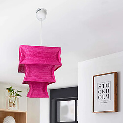 Avis Corep Suspension carree tissu crepon rose fushia luminaire plafond zen