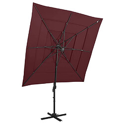 Maison Chic Parasol Jardin | Parasol à 4 niveaux avec mat en aluminium Bordeaux 250x250 cm - GKD52719