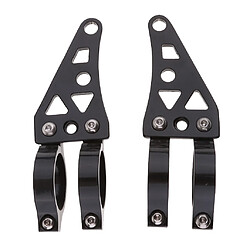 2pcs Universel Support Fixation de Phare Fourche de Moto en Métal - Noir