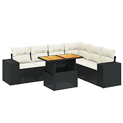 Maison Chic Ensemble Tables et chaises d'extérieur 7pcs avec coussins,Salon de jardin noir résine tressée -GKD736530