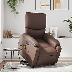 Maison Chic Fauteuil Relax pour salon, Fauteuil inclinable de massage électrique marron similicuir -GKD27326