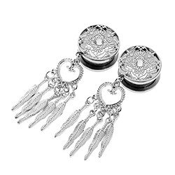 Dreamcatcher Cute Feather Pendant Dangle Ear Blane Tunnel Crystal Gauge 14mm