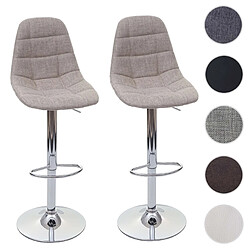 Mendler 2x Tabouret de bar HWC-A67, tabouret de bar ~ gris crème, textile