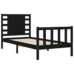 Maison Chic Lit adulte - Cadre de lit et tête de lit,Structure du lit Contemporain pour chambre noir 100x200 cm bois massif -MN99982 pas cher