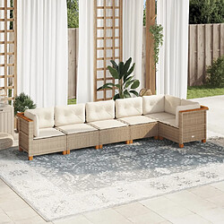 vidaXL Salon de jardin avec coussins 6 pcs beige résine tressée