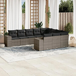 Maison Chic Salon de jardin avec coussins 10 pcs, Ensemble Tables et chaises de jardin, gris résine tressée -GKD204948