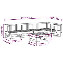 vidaXL Salon de jardin 6 pcs bois massif douglas pas cher