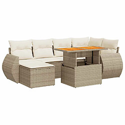 vidaXL Salon de jardin avec coussins 7 pcs beige résine tressée