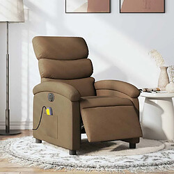 Maison Chic Fauteuil Relax pour salon, Fauteuil inclinable de massage électrique marron tissu -GKD18925