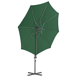 Avis Helloshop26 Parasol meuble de jardin porte-à-faux avec mât en acier vert 300 cm 02_0008614