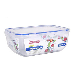 Totalcadeau Lunch box hermétique rectangulaire transparent Boîte Repas Fermeture pour Conservation Capacité - 4000 ml pas cher