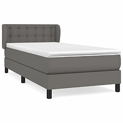 vidaXL Sommier à lattes de lit avec matelas Gris 80x200 cm Similicuir