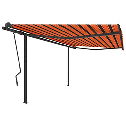 Maison Chic Auvent manuel rétractable,Store manuel de porte avec poteaux 4x3,5 m Orange et marron -GKD97675