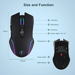 Yonis Souris Sans Fil 2.4G 7 Boutons Ergonomique