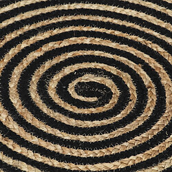 Decoshop26 Tapis fait à la main Jute avec design de spirale Noir 90 cm DEC023514