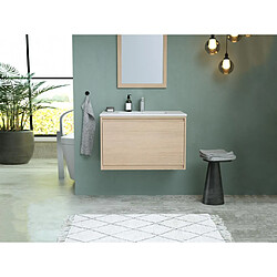 Avis Vente-Unique Meuble de salle de bain suspendu avec vasque à encastrer - Placage chêne - 80 cm - MESLIVA