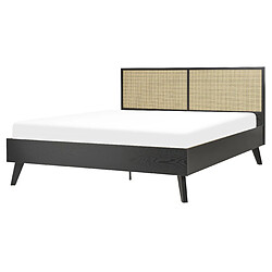 Beliani Lit double en rotin 160 x 200 cm noir MONPAZIER