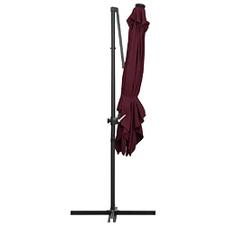 Acheter vidaXL Parasol de jardin en porte-à-faux lumières LED rouge bordeaux