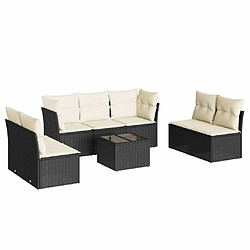 Maison Chic Ensemble Tables et chaises d'extérieur 8 pcs avec coussins,Salon de jardin noir résine tressée -GKD962913