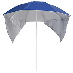 Maison Chic Parasol Jardin | Parasol de plage avec parois latérales Bleu 215 cm - GKD41342