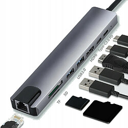 GUPBOO Adaptateur Hub 8IN1 USB-C 3.0 HDMI 4K RJ45 SD/TF PD,JL2014 pas cher