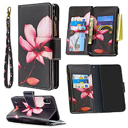 Etui en PU fermeture éclair à motifs avec 9 porte-cartes lotus pour votre Samsung Galaxy A10/M10